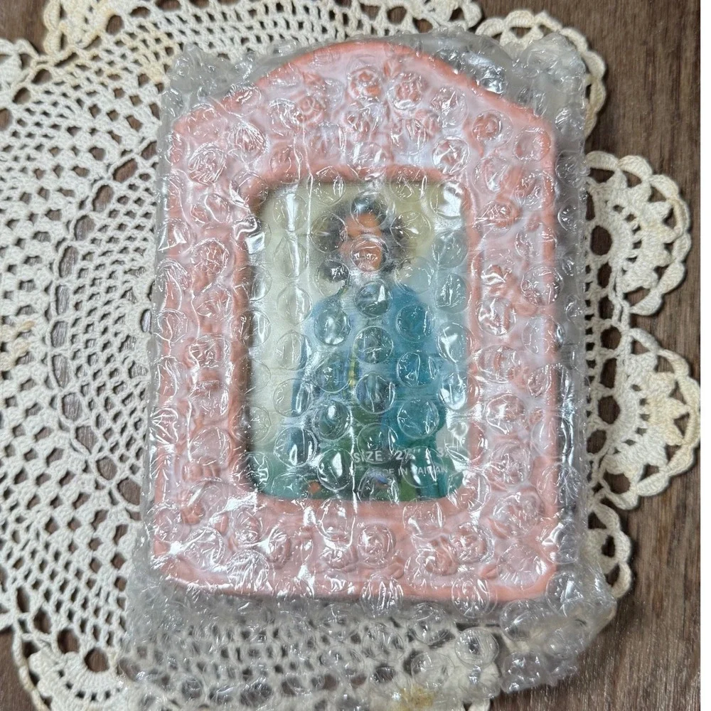 Vintage TerraCotta Whitewashed Rose Frame Pink Cottage Shabby Chic 2.5x3.5 Photo